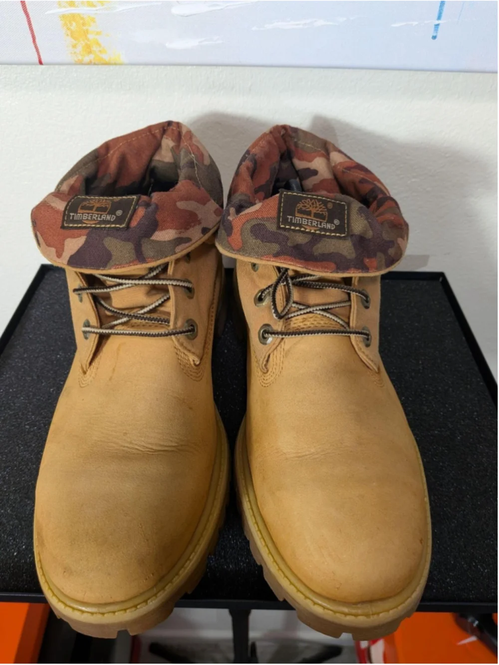 Timberland Camo Collar Nubuck Boots Mens Size 10.5 Brown Ankle Workwear